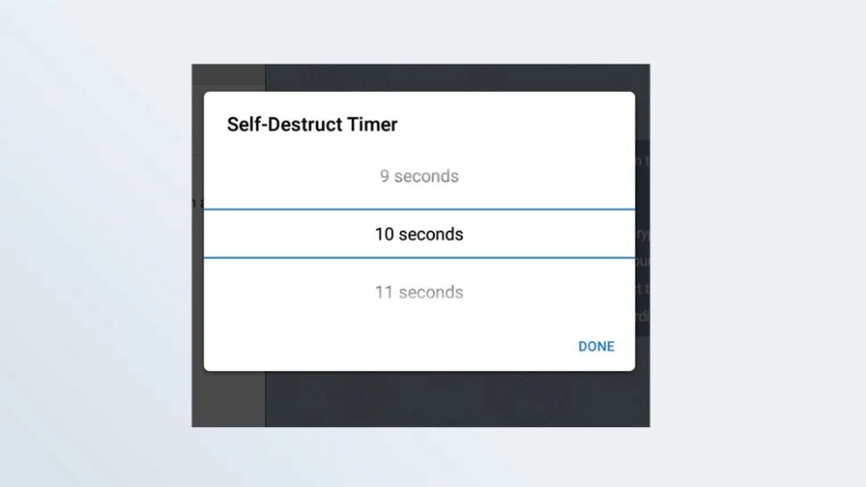 alt AoxVPN Screenshot of the self-destruct settings in the Telegram Android app.